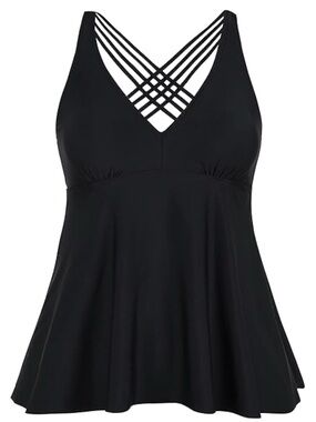 Black cross back tankini top EUC